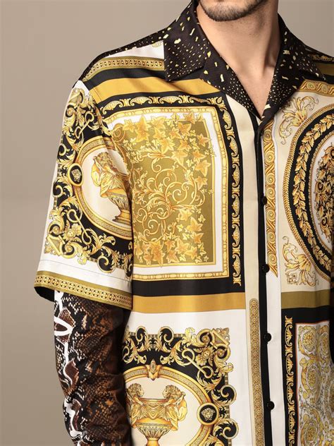 versace collection patterned shirt|versace fitted shirts for men.